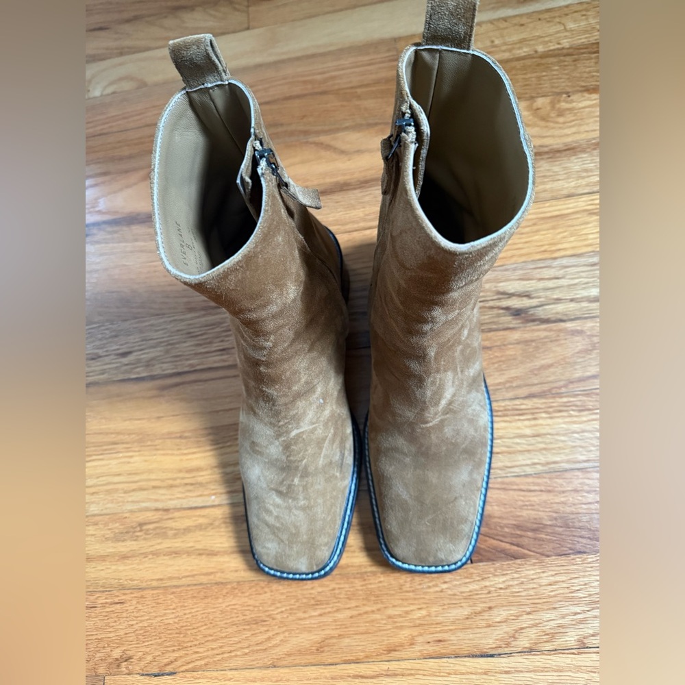 Everlane The City Boot Toasted Almond Suede Size 8 – Block Heel Zip Ankle Boot